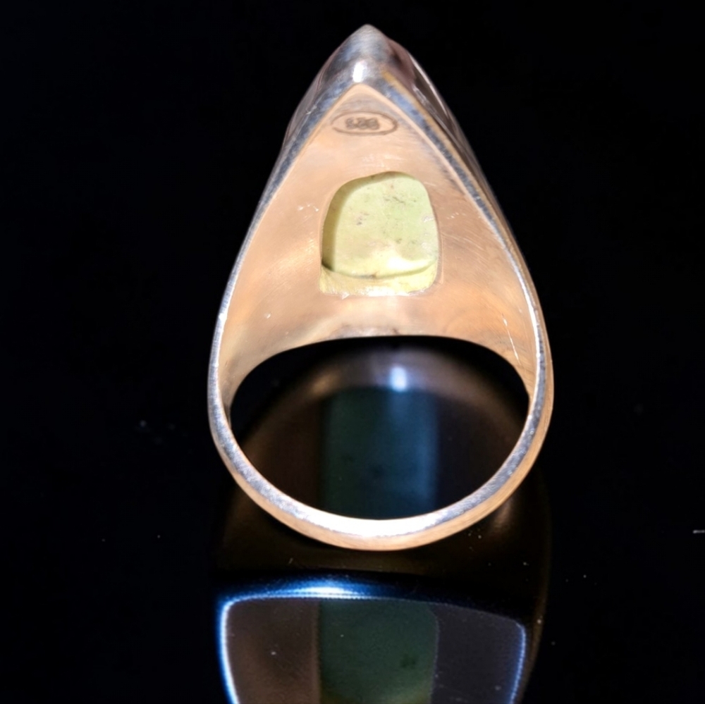 Ring - Natural Lemon Chrysoprase 925 Sterling 8.5 NWT - Picture 5 of 6